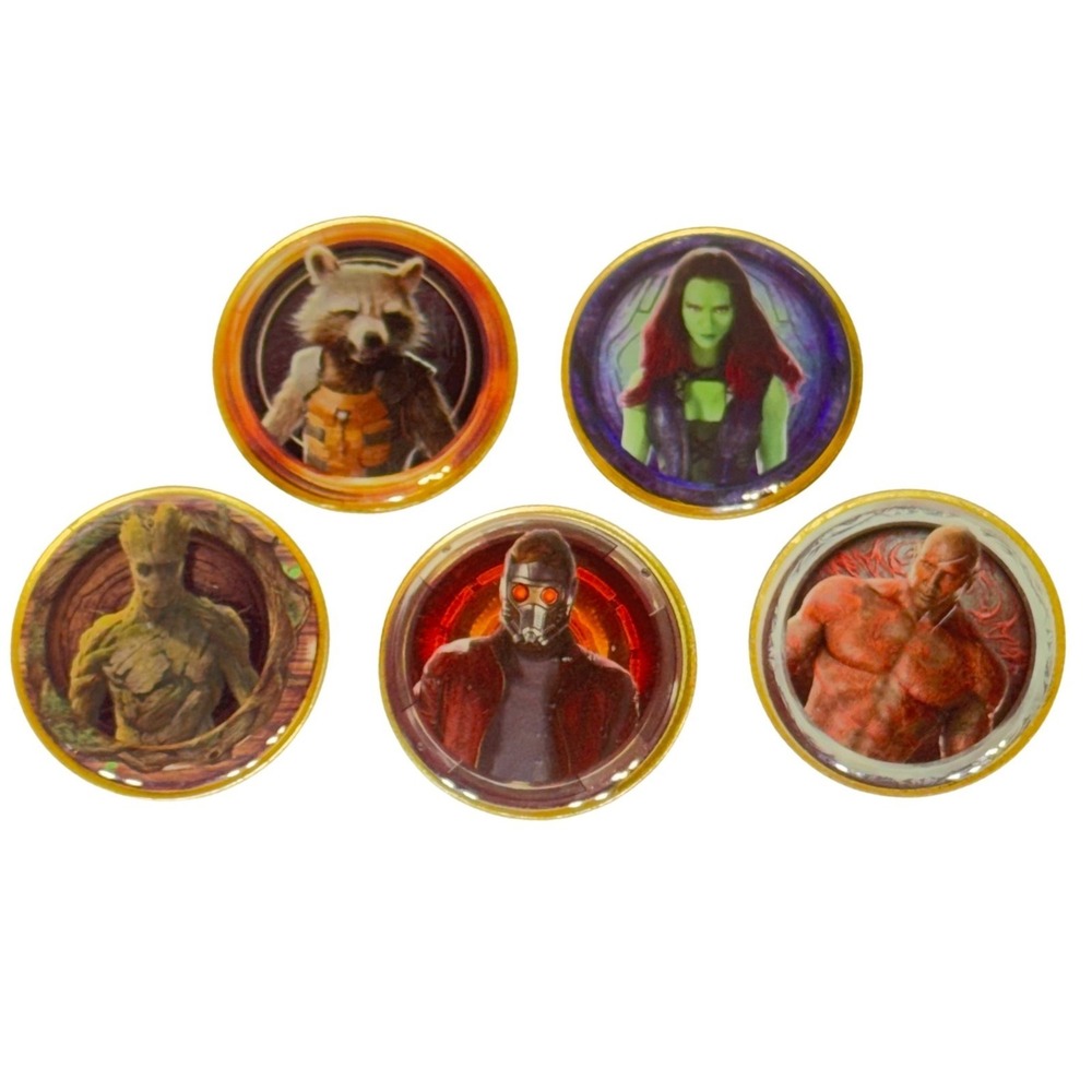 Marvel Guardians of the Galaxy Pin Set 1 Inch Multicolor Star-Lord Groot 5pc
